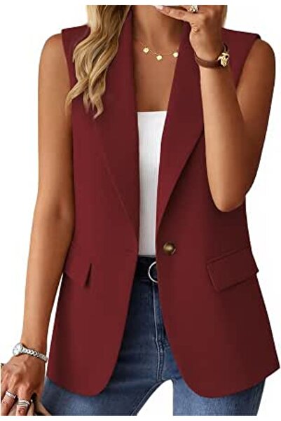 Minar Mina self Sleeveless Blazer Jackets for Women Casual Lightweight Solid ...