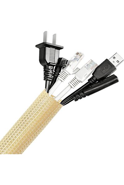 AGPTEK cable channel, self-closing cable hose, woven cable sheath can be cut ...