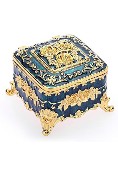 Hipiwe Small Metal Jewelry Trinket Box Ring Holder for Women, 3"x3"x2.4" | Vi...