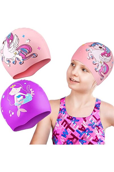 Neotimely Kids Swim Cap, Silicone Swimming Cap for Boys Girls, Cover Ears Wat...
