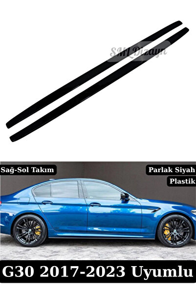 SML Dizayn BMW 5 Serisi G30 Uyumlu Yan Marşpiyel Lipi Seti - Parlak Siyah Pia...