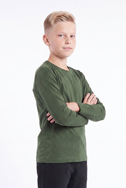 FYK KİDS Boy's Basic Solid Color Long Sleeve Sweatshirt