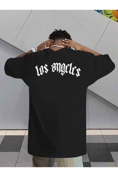 26LIK Men'S Summer Creative Los Angeles Back Print Stylish Short-Sleeve T-Shi...