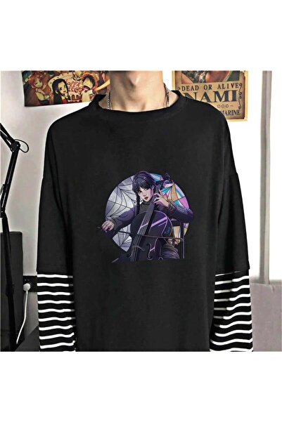DEEFWEAR تي شيرت أسود للجنسين مطبوع عليه جيتار ويسترن