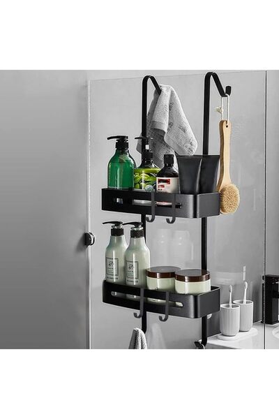 TRASSLE Hanging Shower Caddy Over The Door Shower Organizer Aluminum Shower S...