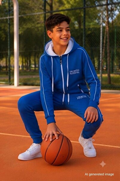 Pina Kids Erkek Çocuk Scuba Unlimited Çift Şeritli Kapüşonlu Reglan Kol Dalgı...