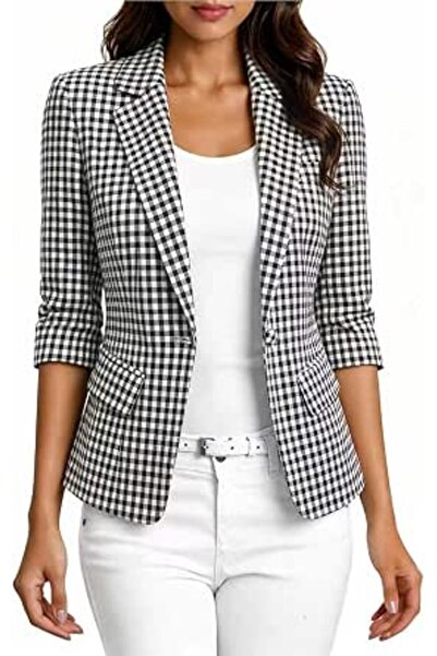Minar Mina Self 2026 Women's Summer 3/4 Sleeve Linen Blazer - Lightweight Bre...