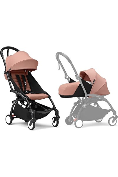 Stokke عربة أطفال YOYO3 مع حزمة للمواليد الجدد - تشمل إطارًا أسود، وحزمة ألوا...
