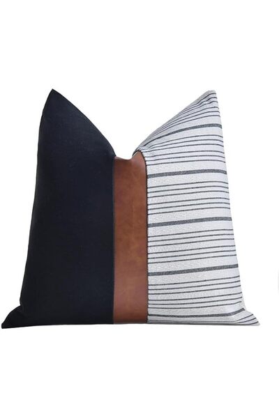 sheful Faux Leather Throw Pillow Covers 16 X 16 Inches - Leather Pilow Covers...