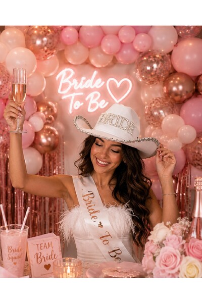 Bkmc 👰   Bride Bridal Hat White – Bachelorette Cowboy Hat, Bride to Be Party...
