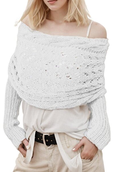 GENERAL Sweater Scarf with Sleeves for Women Multi-Use Knitted Cable Wrap Shr...