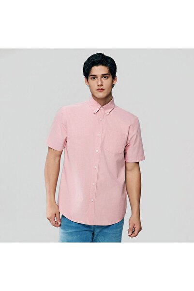 Giordano Men’s Regular Fit Wrinkle‑Free Short Sleeve Oxford Shirt