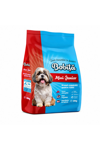 Bobita Hrană uscată cu pui pentru câini Mini Junior Bobiță, 6 x 300 g