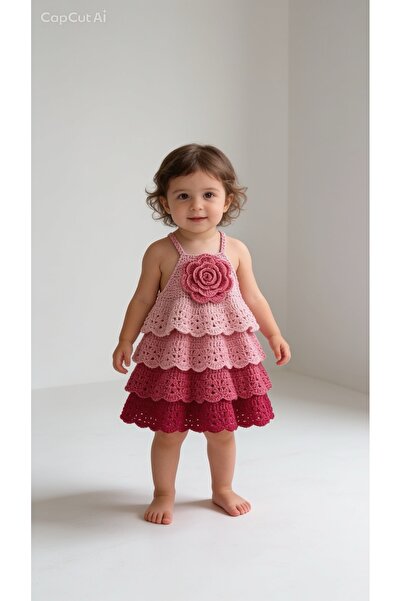 tce the charme elegant Hand knitted baby dress