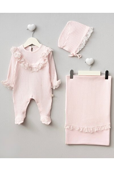 Cherub Baby Lace Jacquard Woven Organic Luxury 100% Cotton Blanket Romper Set...
