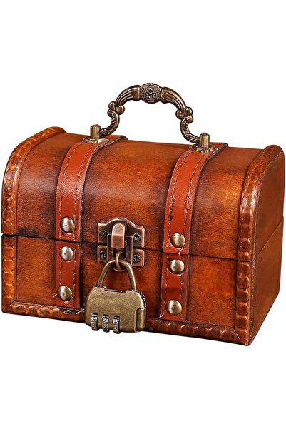 AZONEE Treasure Chest Box, Wooden Vintage Jewelry Box with Lock, Retro Small ...