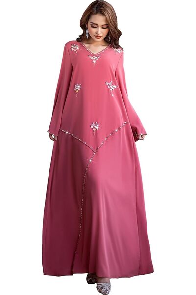 Beauty7 Elegant 1 Piece Muslim Women's Dresses with Beaded Neckline and Flare...