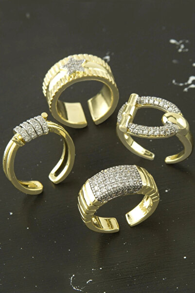 SORA GROUP Mixed Luxury Zircon Stone Steel Ring 1 Piece