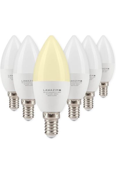 Lawazim شمعة LED بقوة 5 واط طراز C37 E14 - عبوة من 6 قطع، 6500 كلفن ضوء نهاري...