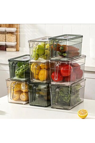 Generic Refrigerator Organiser Bins with Lids | Clear Plastic Food Storage Co...
