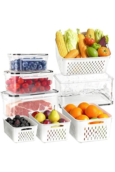 Generic Airtight Fridge Storage Organizers: 5 Pcs Food Containers with Remova...