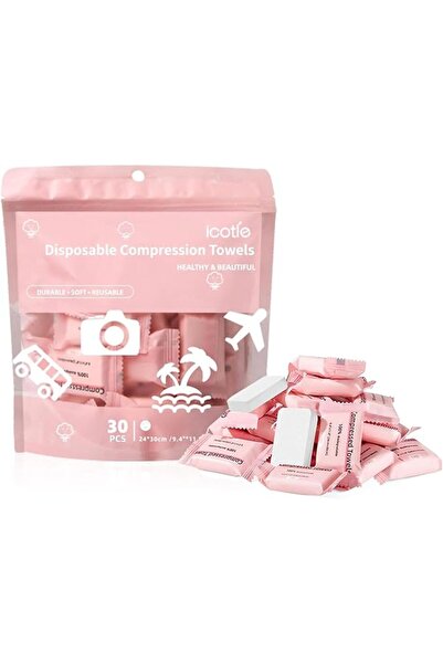 Tazweeq 30 PCS Disposable Compressed Towels Individually Wrapped Pink | plant...