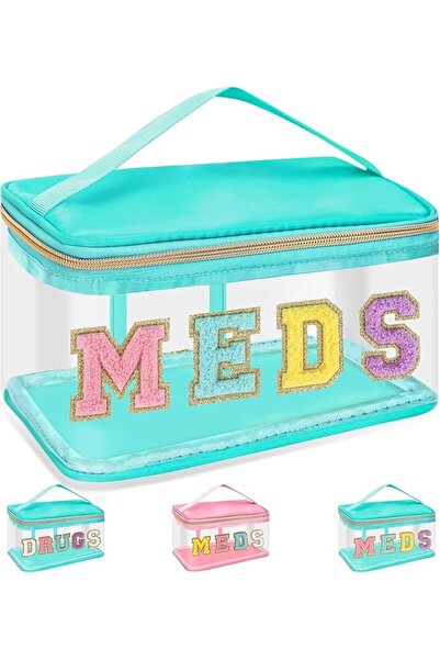 Yelajoy Nylon Waterproof Makeup Bag for Women, Preppy Chenille Letter Cosmeti...