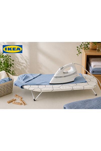 IKEA Ayaklı Masa Üstü Ütü Masası Uzunluk 73 Cm Mini Ütü Masası Beyaz Renk Genişlik 32 Cm Çelik