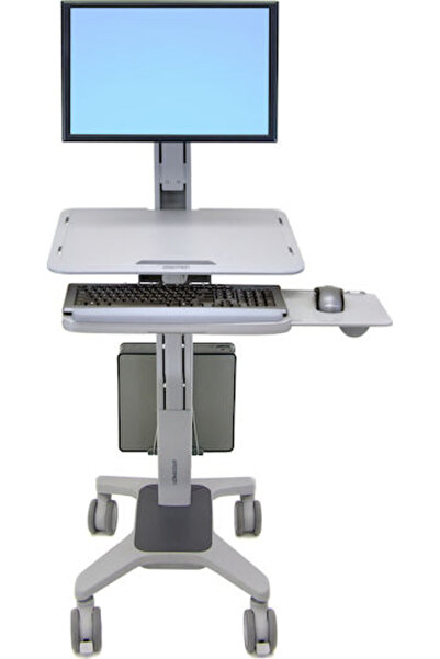 Ergotron WorkFit-C Βάση Υπολογιστή Δαπέδου με Ροδάκια Ασημί