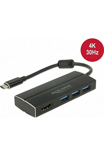 DELOCK Σταθμός σύνδεσης USB-C με HDMI 4K Μαύρο (63931)