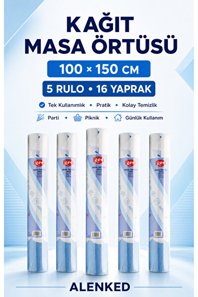 alenked Kağıt Masa Örtüsü - 100X150 Cm. - 16 Yaprak 5 Rulo