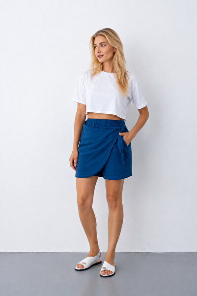 saint majesta Women's 100% Cotton Wrap Cut Muslin Short Skirt