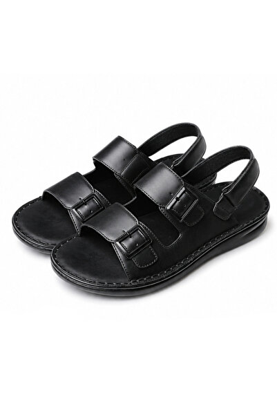 Generic Brand Men's Leather Sandals with Two Adjustable Straps and Back Strap...