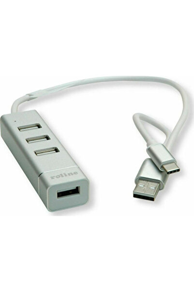 Roline Διανομέας USB 4 Θυρών USB 2.0 με σύνδεση USB-A Ασημί Κωδικός: 14.02.5037