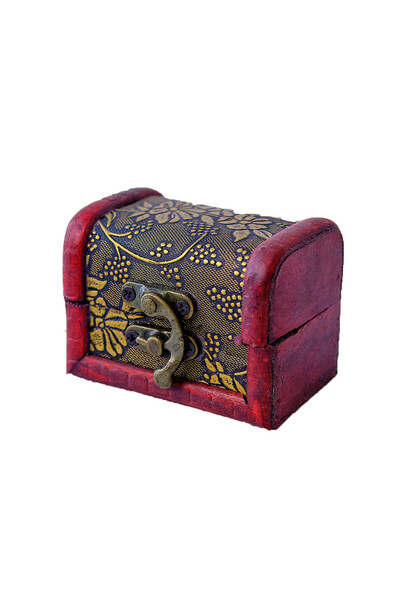 velve Cutie pentru accesorii, in forma de cufar din lemn 8 x 6 x 6, Bronz