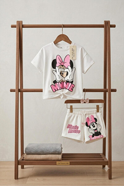 ZARİNA Mini Mouse Patterned Printed Top and Shorts Set