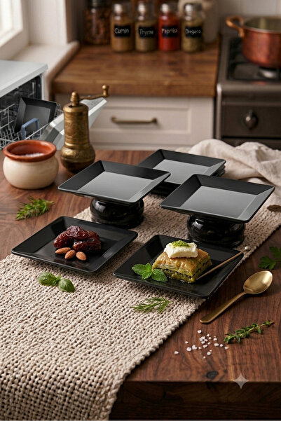 BİODATA 12 Pieces Unbreakable Melamine Square Dessert Serving Plate, Machine ...
