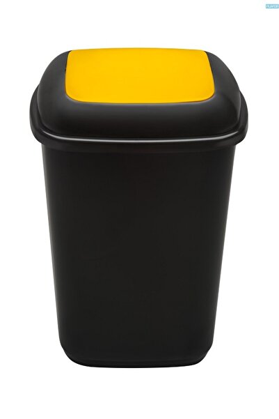 PLAFOR Selective Recycling Plastic Bin, 28L Capacity, Quatro - Black With Yel...