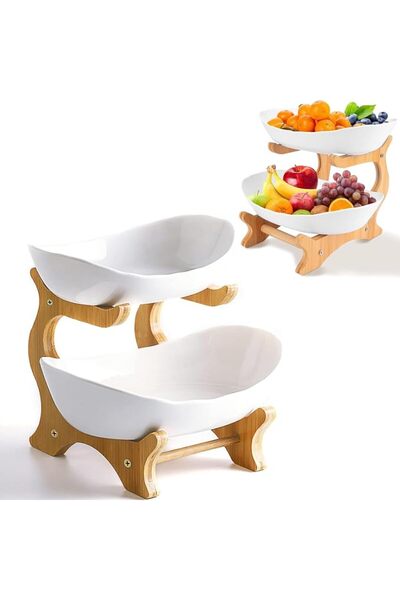 Generic 2 Tier Fruit Bowl for Kitchen Counter,Plastic Basket for Vegetable St...