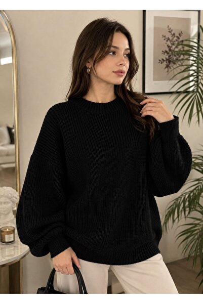 DepoExport Women's Premium Oversize Soft Crew Neck Knitwear Sweater