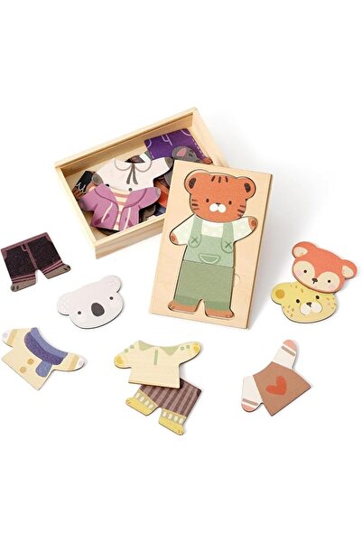 KASTWAVE Wooden Animal Dress-Up Puzzle, Montessori Educational Mix-and-Match ...
