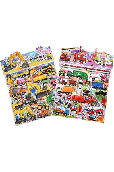 KASTWAVE Reusable Puffy Stickers for Toddlers, 3D Construction & Vehicle Stic...