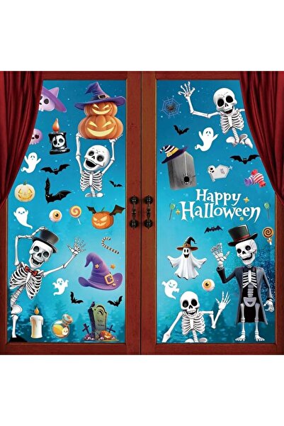 KOWVOWZ 4PCS Halloween Window Clings Decor, Double Sided Removable Glass Deca...