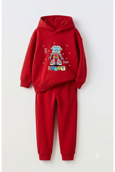 Let's Wear Robot printed children's hooded premium compact sweatshirt tracksu...