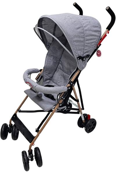 Smrynan Leather SMR-213 Light Folding Stroller, Grey, Metal Frame with Double...
