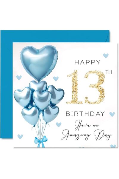 Stuff4 95th Birthday Cards for Men - Blue Glitter Balloons - Happy Birthday C...