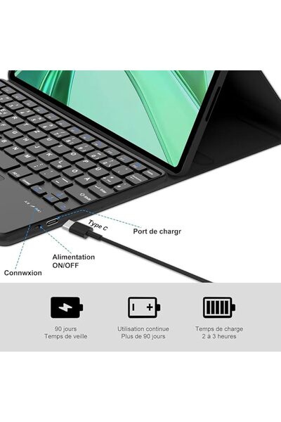 Aookay غطاء لوحة مفاتيح عربية وإنجليزية مع لوحة لمس لجهاز Honor Pad X9a مقاس 11.5 بوصة إصدار 2025، غطاء ذكي رفيع مع