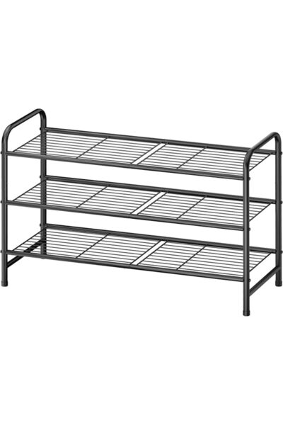 Kitsure 3-Tier Stackable Metal Shoe Storage Rack for 16 Pairs, Black | Compac...