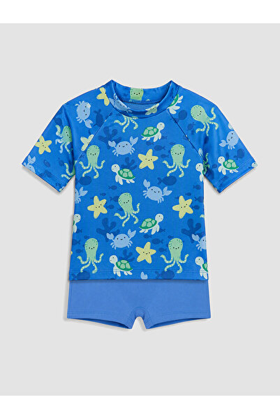 LC Waikiki Trendlucky Short Sleeve Patterned Baby Boy Swimsuit Set with Diffe...