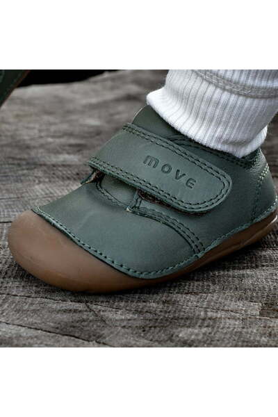 move Pantofi din piele pentru primii pași, tip barefoot, Dusty Olive, de la M...